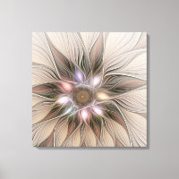 Joyful Flower Abstract Beige Brown Floral Fractal