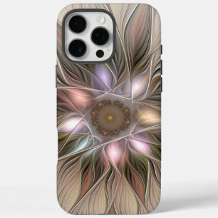 Joyful Flower Abstract Beige Brown Floral Fractal iPhone 16 Pro Max Case