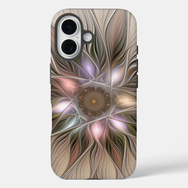 Joyful Flower Abstract Beige Brown Floral Fractal Case-Mate iPhone Case (Back)