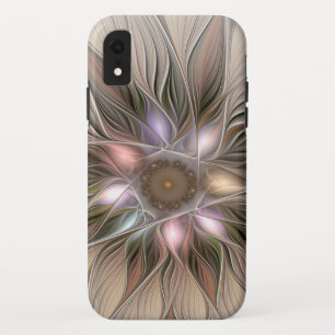 Joyful Flower Abstract Beige Brown Floral Fractal iPhone XR Case
