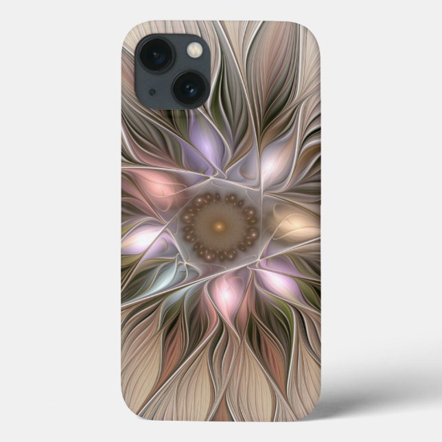 Joyful Flower Abstract Beige Brown Floral Fractal Case-Mate iPhone Case (Back)