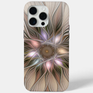 Joyful Flower Abstract Beige Brown Floral Fractal iPhone 15 Pro Max Case