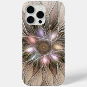 Joyful Flower Abstract Beige Brown Floral Fractal iPhone 15 Pro Max Case