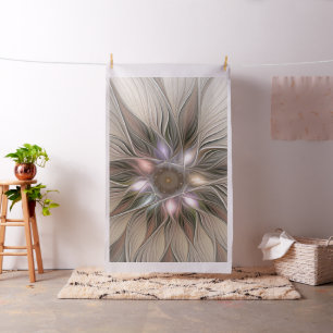 Joyful Flower Abstract Beige Brown Floral Fractal Fabric