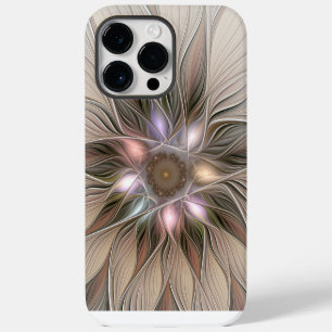 Joyful Flower Abstract Beige Brown Floral Fractal iPhone 14 Pro Max Case