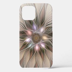 Joyful Flower Abstract Beige Brown Floral Fractal iPhone 12 Pro Case