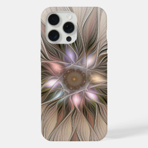 Joyful Flower Abstract Beige Brown Floral Fractal iPhone 15 Pro Max Case