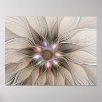 Joyful Flower Abstract Beige Brown Floral Fractal