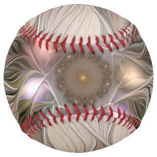 Joyful Flower Abstract Beige Brown Floral Fractal Softball