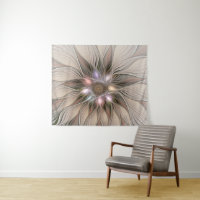 Joyful Flower Abstract Beige Brown Floral Fractal