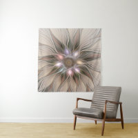 Joyful Flower Abstract Beige Brown Floral Fractal