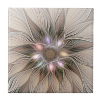 Joyful Flower Abstract Beige Brown Floral Fractal