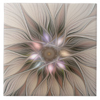 Joyful Flower Abstract Beige Brown Floral Fractal