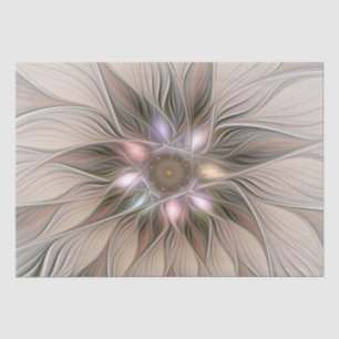 Joyful Flower Abstract Beige Brown Floral Fractal Tissue Paper