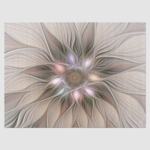 Joyful Flower Abstract Beige Brown Floral Fractal Tissue Paper