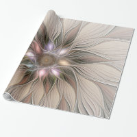 Joyful Flower Abstract Beige Brown Floral Fractal