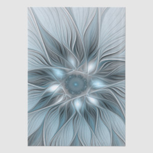 Joyful Flower Abstract Blue Gray Floral Fractal Tissue Paper