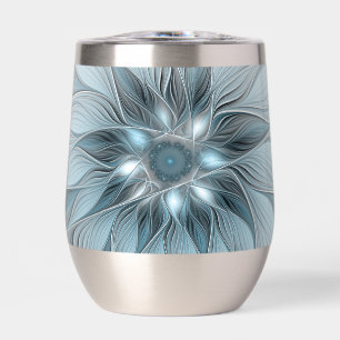 Joyful Flower Abstract Blue Grey Floral Fractal