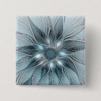 Joyful Flower Abstract Blue Grey Floral Fractal