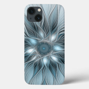 Joyful Flower Abstract Blue Grey Floral Fractal iPhone 13 Case