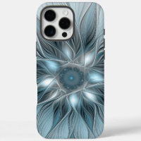 Joyful Flower Abstract Blue Grey Floral Fractal