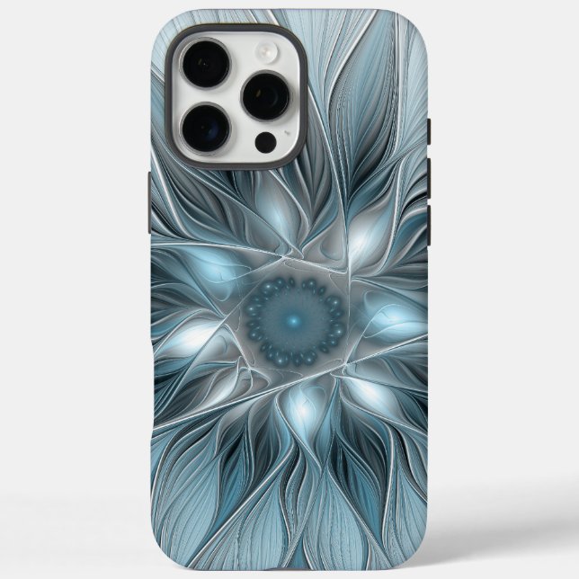 Joyful Flower Abstract Blue Grey Floral Fractal Case-Mate iPhone Case (Back)