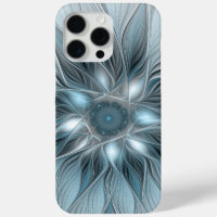 Joyful Flower Abstract Blue Grey Floral Fractal