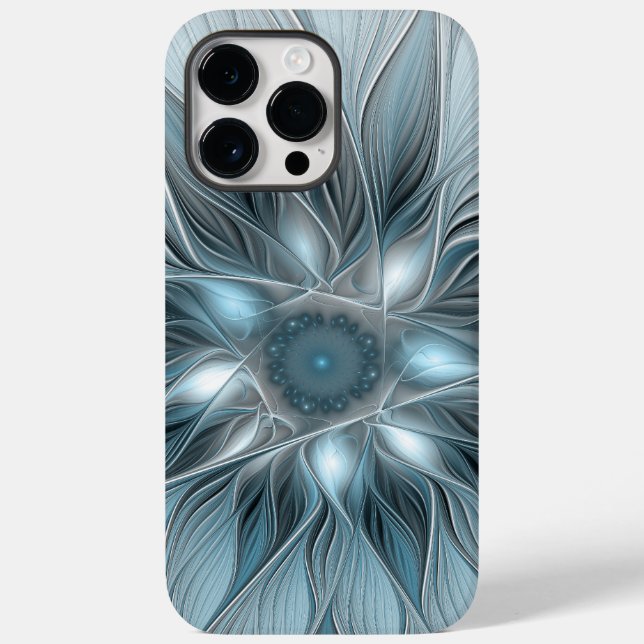 Joyful Flower Abstract Blue Grey Floral Fractal Case-Mate iPhone Case (Back)