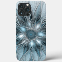 Joyful Flower Abstract Blue Grey Floral Fractal