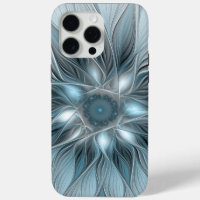 Joyful Flower Abstract Blue Grey Floral Fractal
