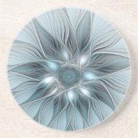 Joyful Flower Abstract Blue Grey Floral Fractal