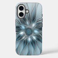 Joyful Flower Abstract Blue Grey Floral Fractal
