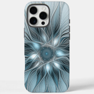 Joyful Flower Abstract Blue Grey Floral Fractal iPhone 16 Pro Max Case