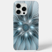Joyful Flower Abstract Blue Grey Floral Fractal