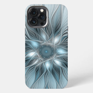 Joyful Flower Abstract Blue Grey Floral Fractal iPhone 13 Pro Max Case