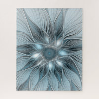Joyful Flower Abstract Blue Grey Floral Fractal