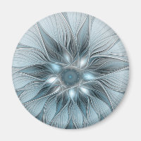 Joyful Flower Abstract Blue Grey Floral Fractal