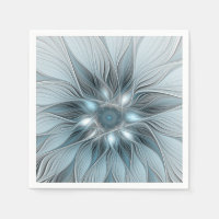 Joyful Flower Abstract Blue Grey Floral Fractal