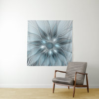 Joyful Flower Abstract Blue Grey Floral Fractal