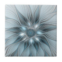 Joyful Flower Abstract Blue Grey Floral Fractal