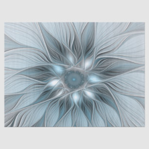 Joyful Flower Abstract Blue Grey Floral Fractal Tissue Paper