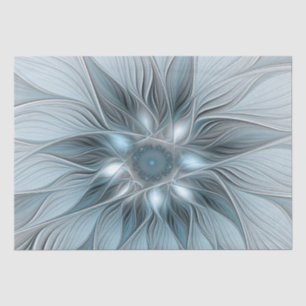 Joyful Flower Abstract Blue Grey Floral Fractal Tissue Paper