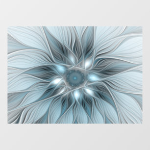 Joyful Flower Abstract Blue Grey Floral Fractal Window Cling