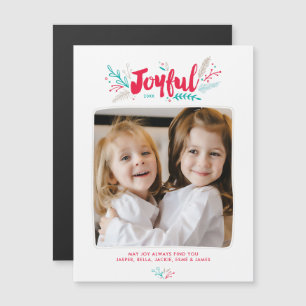 Joyful Foliage Christmas Holiday Magnetic Card