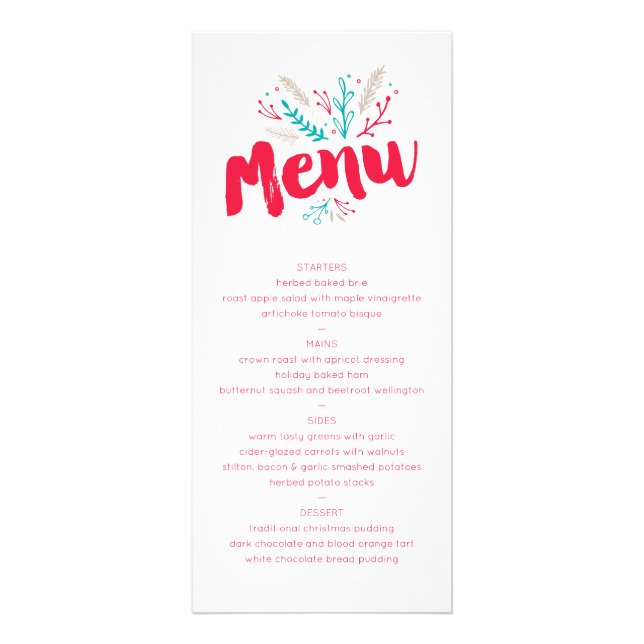 Joyful Foliage Christmas Holiday Menu (Front)