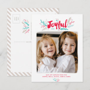 Joyful Foliage Christmas Holiday Postcard