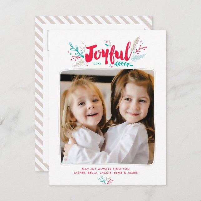 Joyful Foliage Christmas Holiday Postcard (Front/Back)