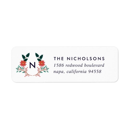 Joyful Foliage | Holiday Monogram Return Address Return Address Label