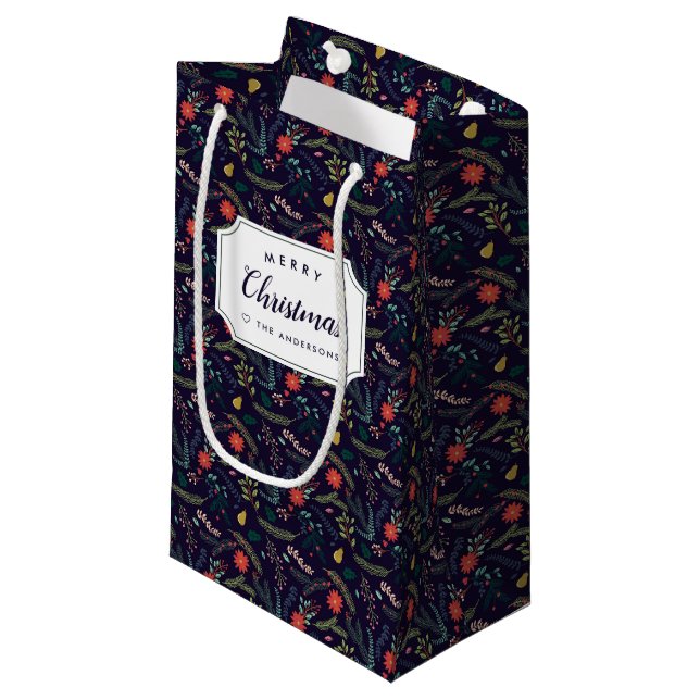 Joyful Foliage Personalised Holiday Small Gift Bag (Front Angled)