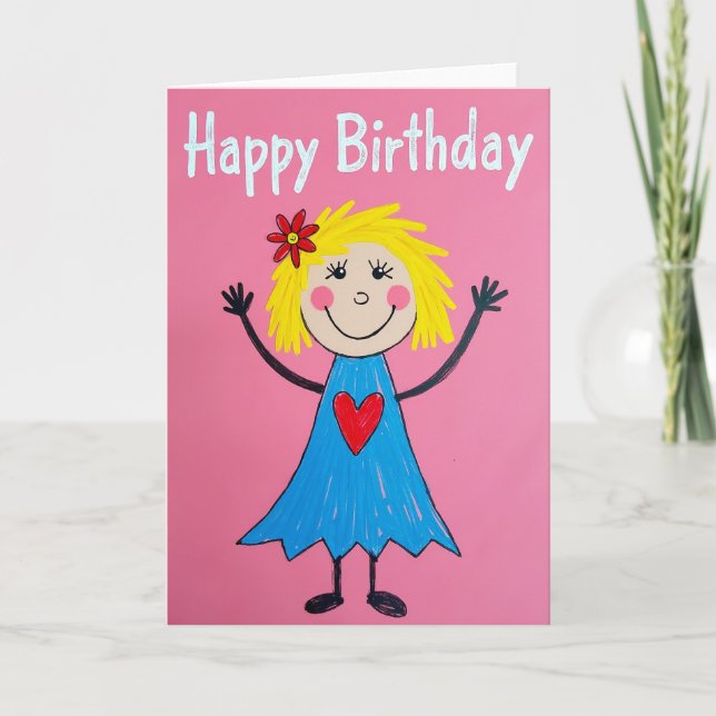 Joyful Folk Art Birthday Card (Front)